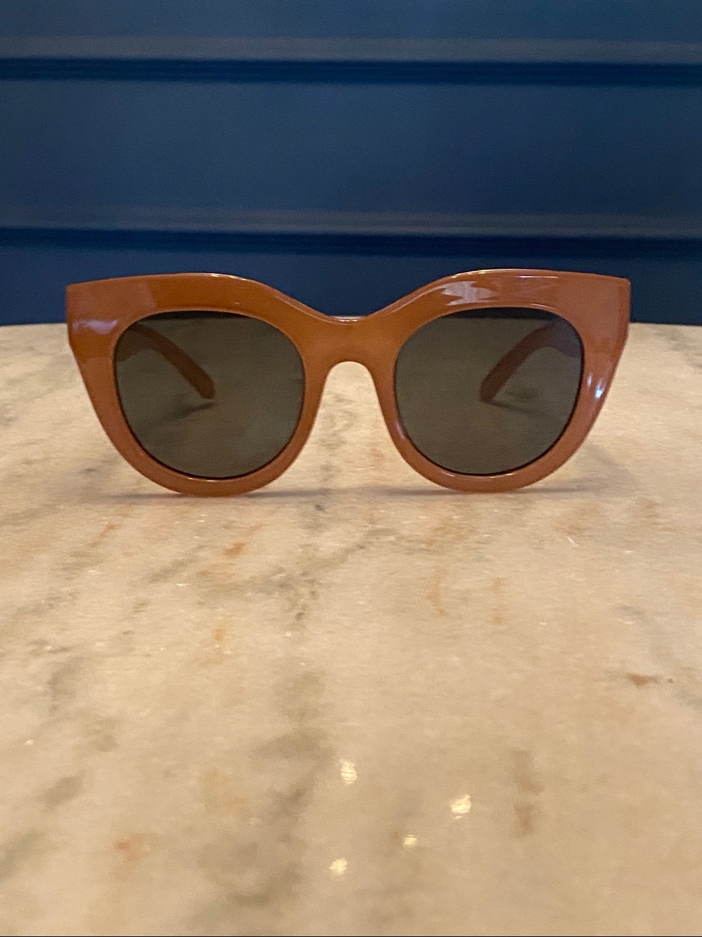 Le Specs Air Heart Cat Eye Sunglasses in Caramel Khaki